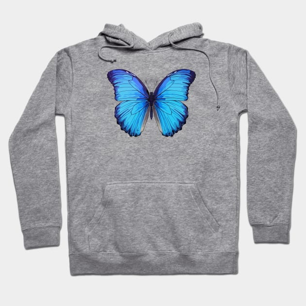 Blue Morpho Butterfly Hoodie by Onceer